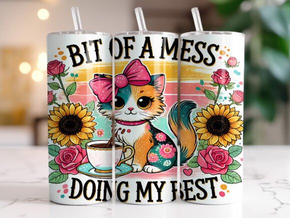 A Bit of a Mess Cat 20 Oz Tumbler Wrap