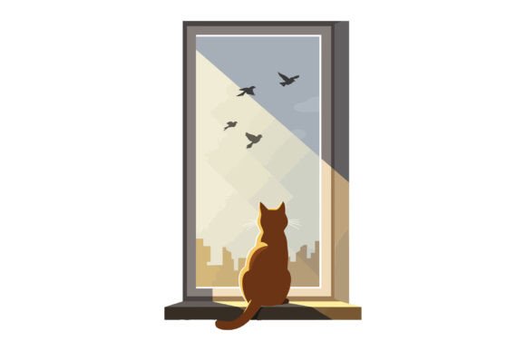A Brown Cat Sitting on a Windowsill Gazi