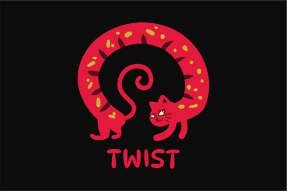 Cartoon Cat Twist Naive T-shirt Design