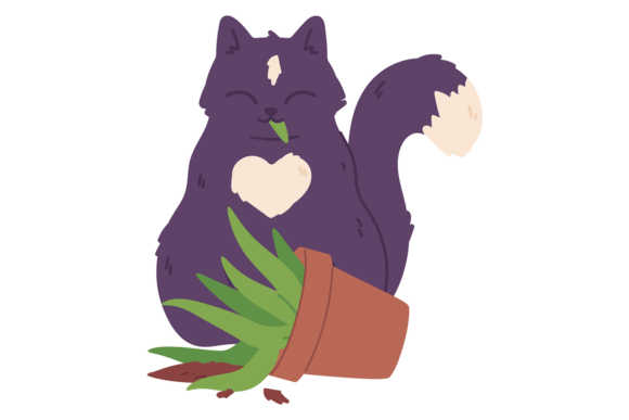 Cat Break Houseplant Pot. Home Interior