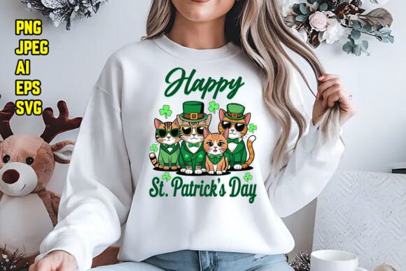 Cat Happy St. Pawtrick’s Day T-shirt PNG