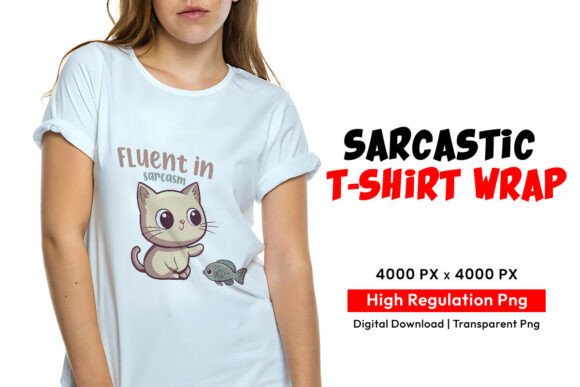 Cat Looking at Fish T-Shirt Print