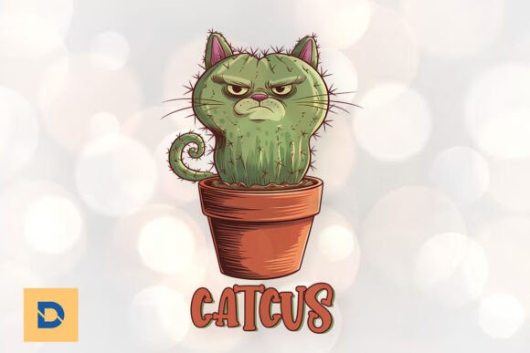 Cat-tus Funny Cat Cactus Pun PNG