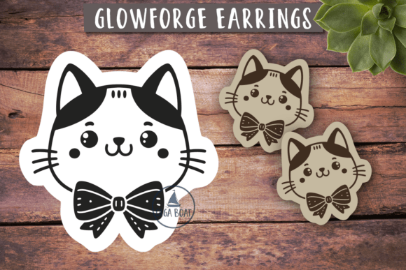 Cat with Bow Earrings Laser Glowforge