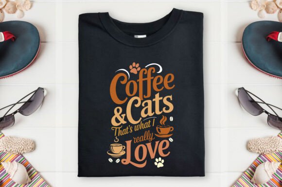 Coffee T-shirt Coffee and Cat I Love Eps