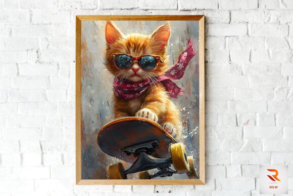 Cool Cat Riding Skateboard Painting
