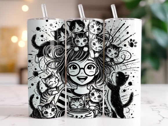 Crazy Cat Lady 20 Oz Tumbler Wrap PNG