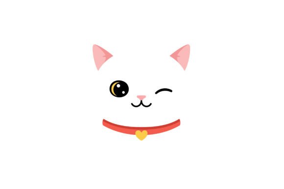 Cute Cat Face Illustration with Playful