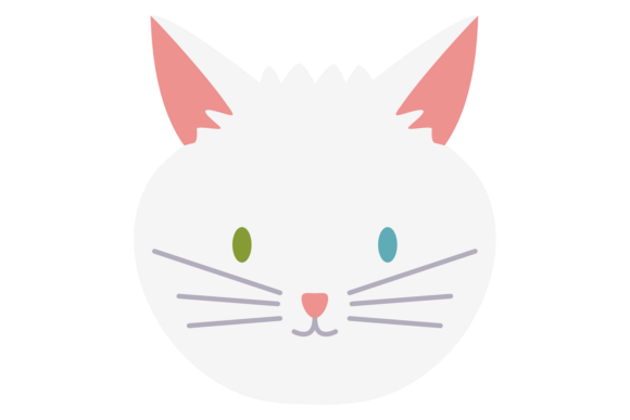Cute White Cat Portrait. Pet Color Avata