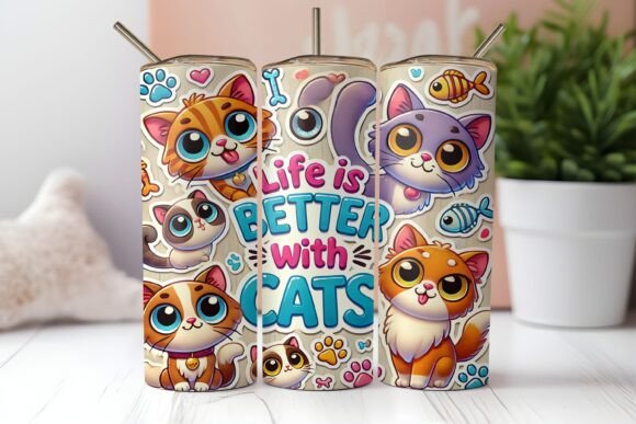 Funny Cat 20 Oz Tumbler Wrap Cat Lovers