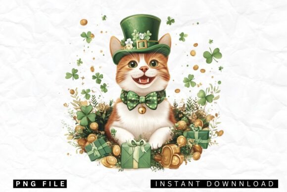 Happy St Pawtrick’s Day PNG, Cat PNG