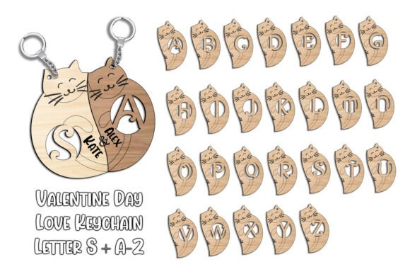 Letter S Valentines Day Cat Love Key SVG