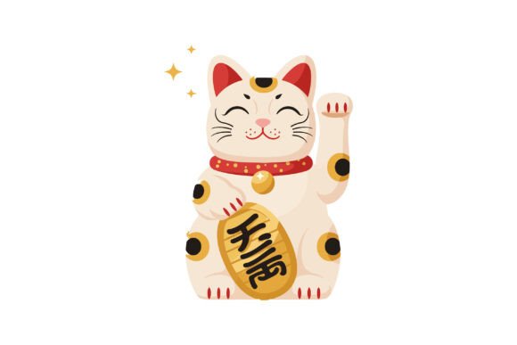 Lucky Cat Figurine with a Smiling Face