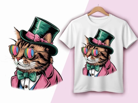 Mardi Gras Cat Top Hat Sunglasses Vector