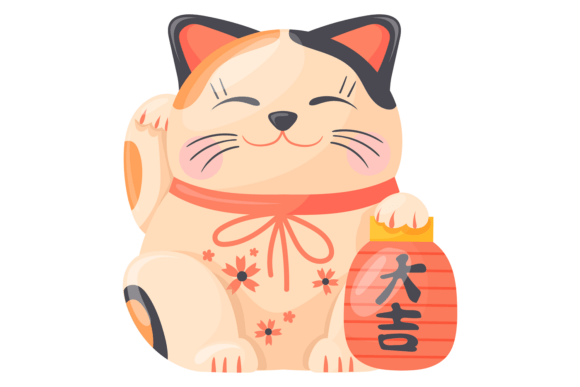 Money Charm Cat Cartoon Icon. Lucky Toy