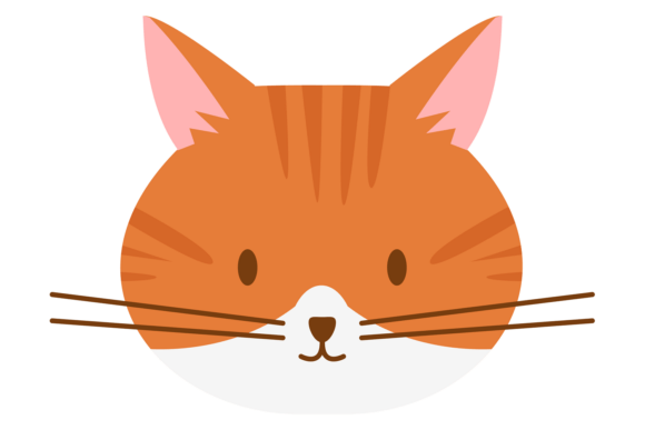 Sad Animal Head. Cute Cat Face Avatar