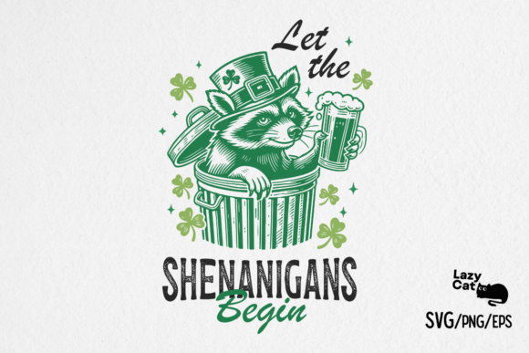 St.Patrick’s Day Raccoon SVG PNG