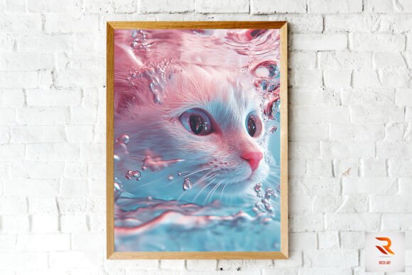 Stunning Cute Cat Swimming Wall Art