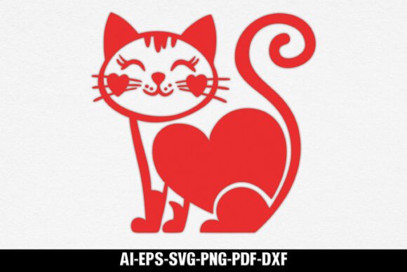 Valentine Cat Laser Cut SVG Design 7