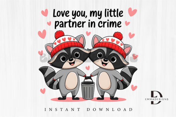 Valentine Raccoon PNG, Retro Valentine