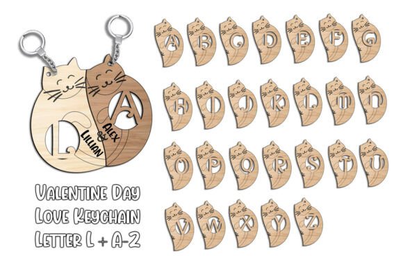 Valentines Day Cat Keychain Letter L SVG