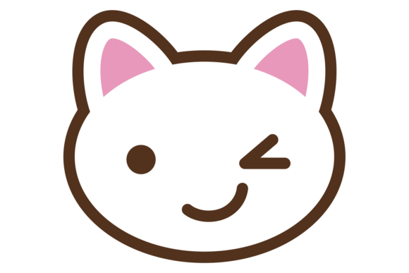 Winked Cat Emoji. Cute Kawaii Animal Fac
